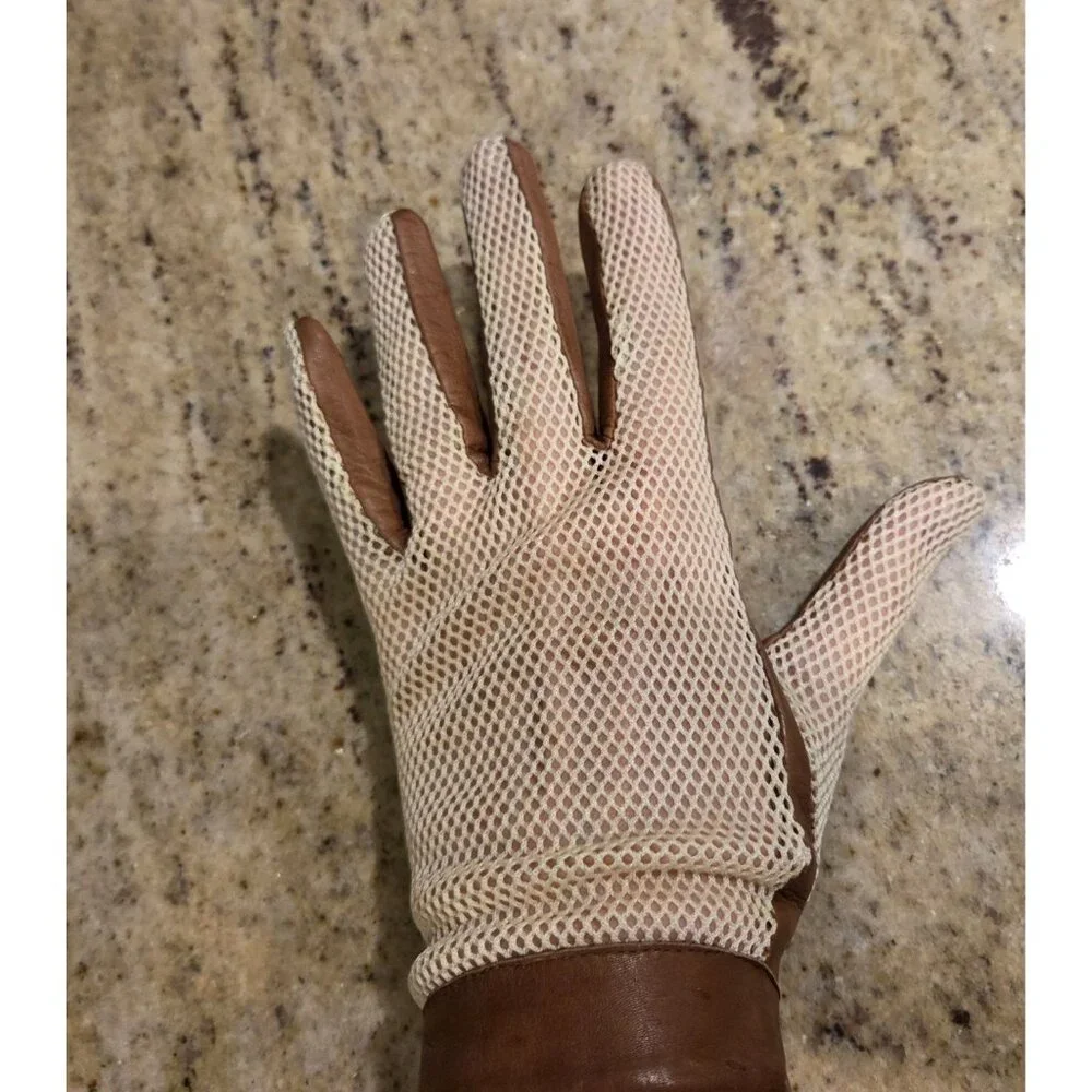 Vintage Womens Size M Leather Mesh Gloves